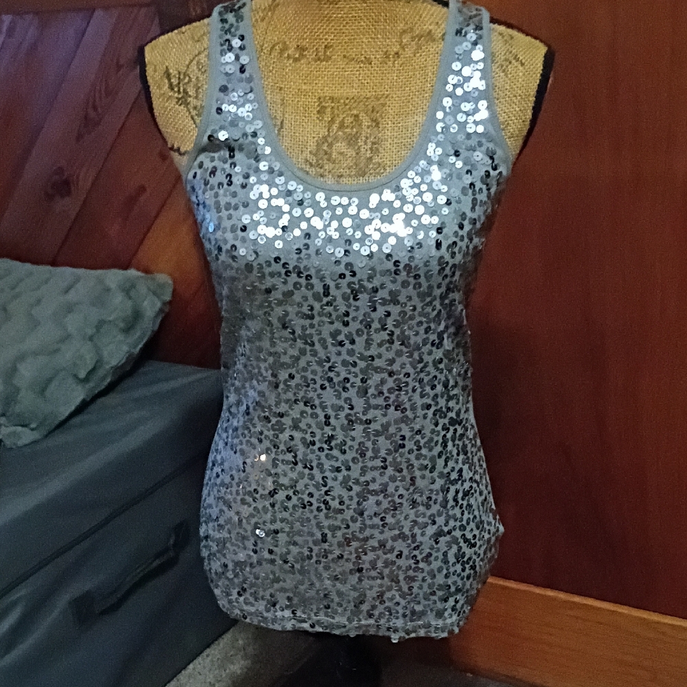 Apt. 9 Shimmering Silver Sequin Tank Top